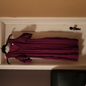 Woman burgundy dress